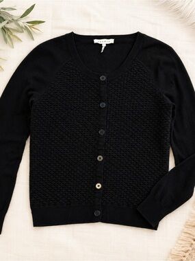 Sandro Paris Black Textured Cardigan Sweater Size 2 US M Angora